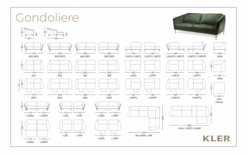 Kampinė sofa Gondoliere